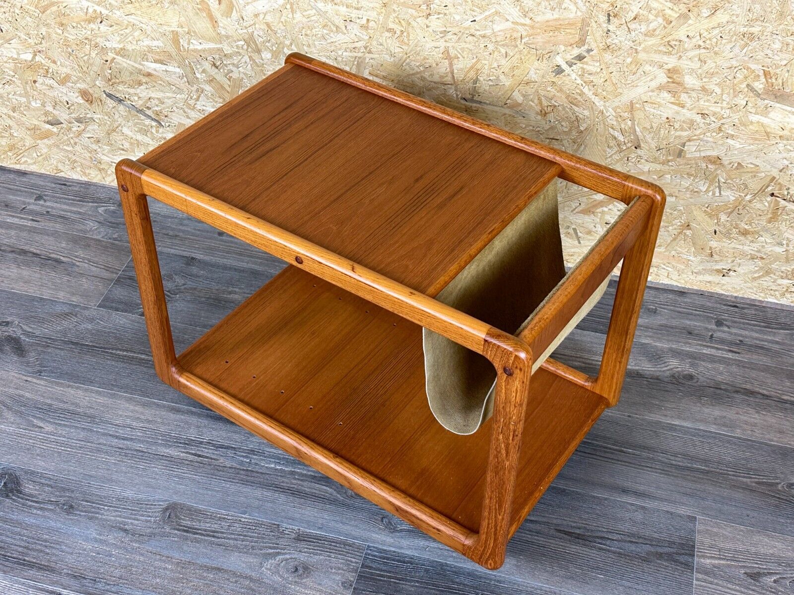 60s 70s teak table side table newspaper stand Danish Design Denmark