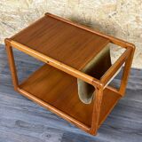 60s 70s teak table side table newspaper stand Danish Design Denmark