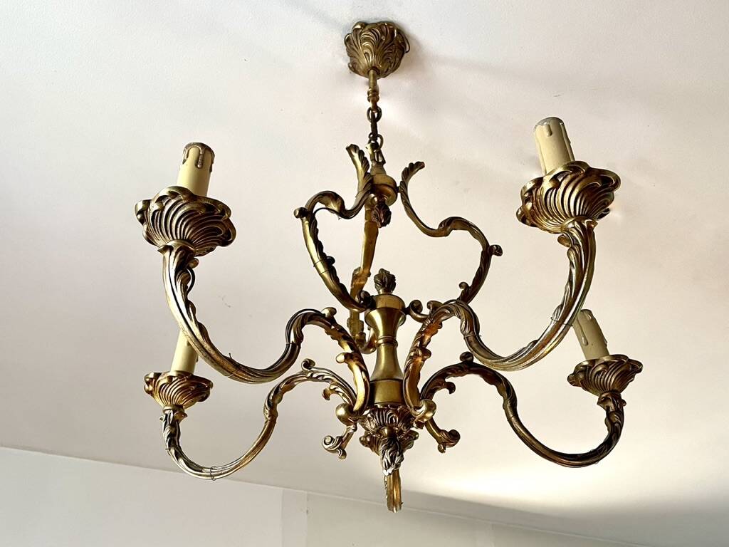 Golden bronze chandelier in Louis XV style