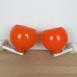 Paire d'appliques globes orange années 70