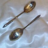 Ercuis mocha service in gold metal square-section handle called "Russian style"