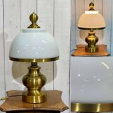 1980s lamp in brass and white opaline