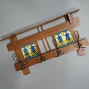 Art Nouveau wall coat rack with tiles