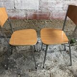 Pair Chair Feet Compass Metal Chrome + Formica Brown 70s Vintage