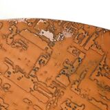 Scandinavian round bamboo and copper coffee table