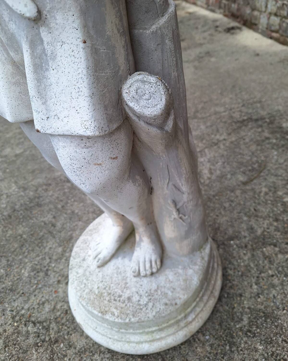 Antique cherub statue for garden, vintage plant holder