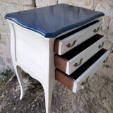 Louis XV three-drawer chest of drawers with white and blue patina