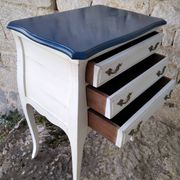 Louis XV three-drawer chest of drawers with white and blue patina