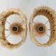 Vintage table lamps wood and wool, France 60s