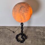 Brutalist iron chain and fiberglass floor lamp, Netherlands 1960s