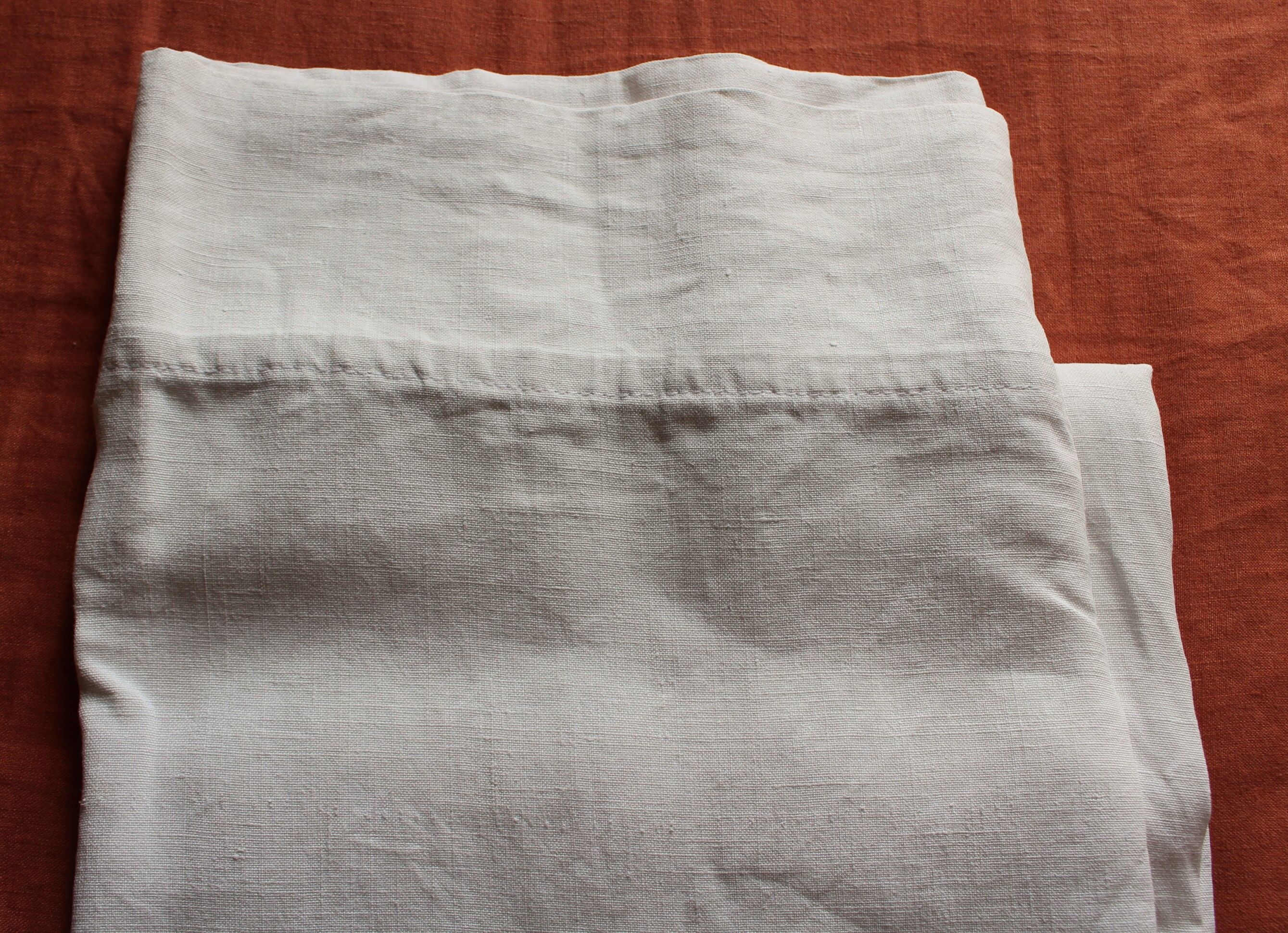 Antique linen sheet Floral monograms M R