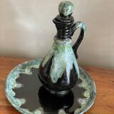 Stoneware carafe and plate