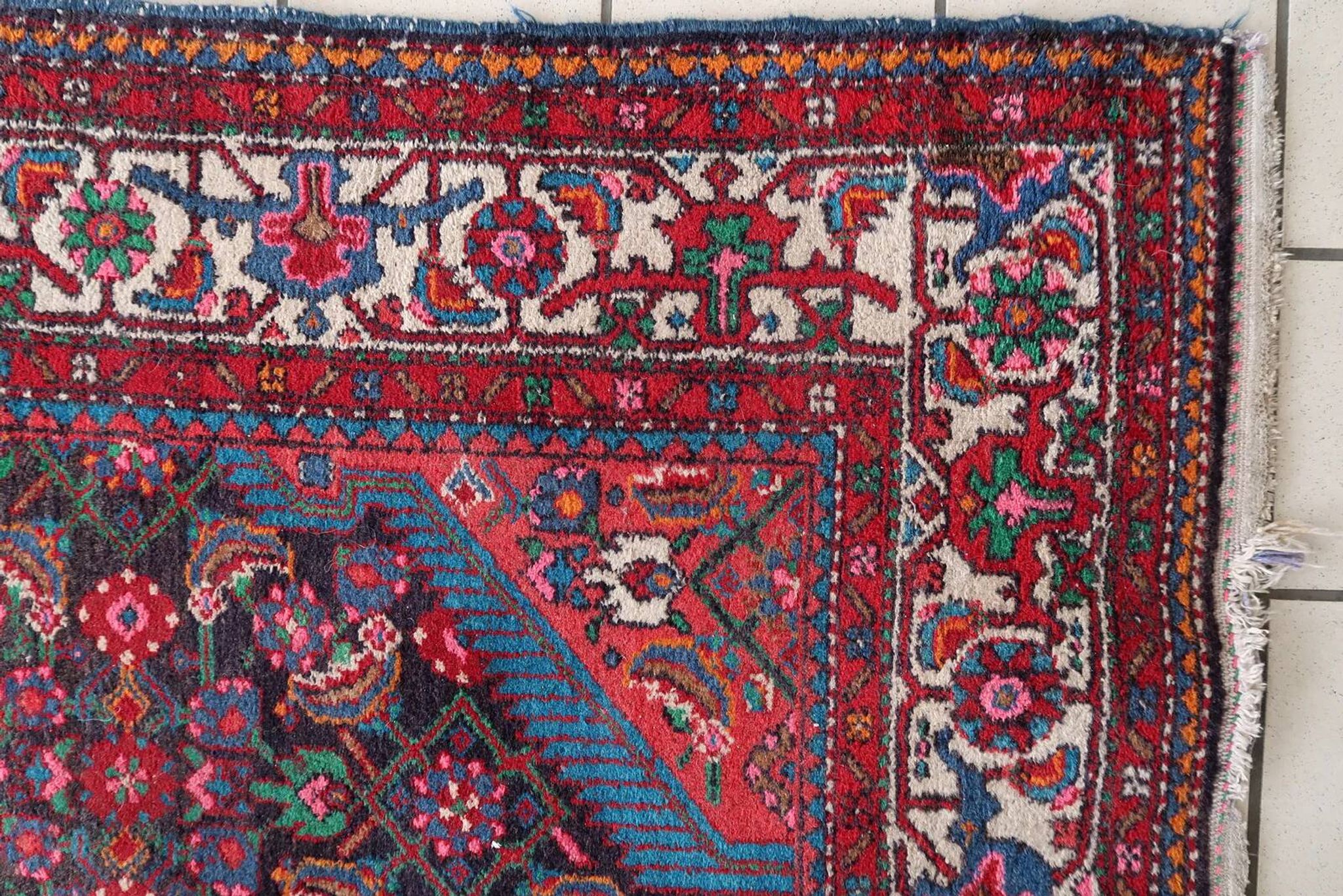 Handmade vintage Persian Malayer rug 129cm x 219cm 1960s