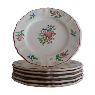 6 plates dessert KG Lunéville, Model lamppost flowers - diameter 21 cm