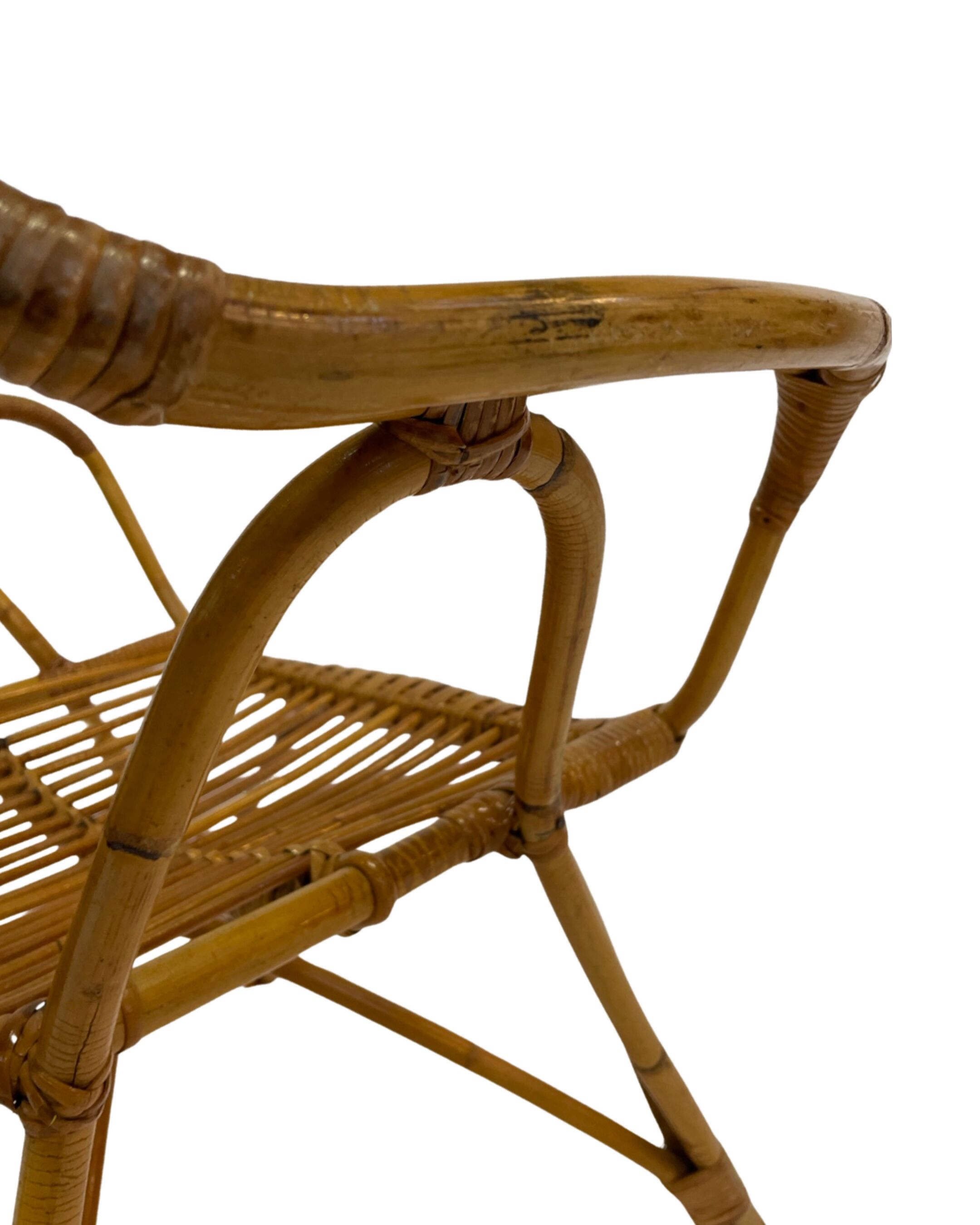 Rattan easy chair by Dirk van Sliedregt Rohe Noordwolde 1960 in the Netherlands