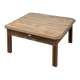 Large antique square coffee table with 1 drawer in solid raw wood