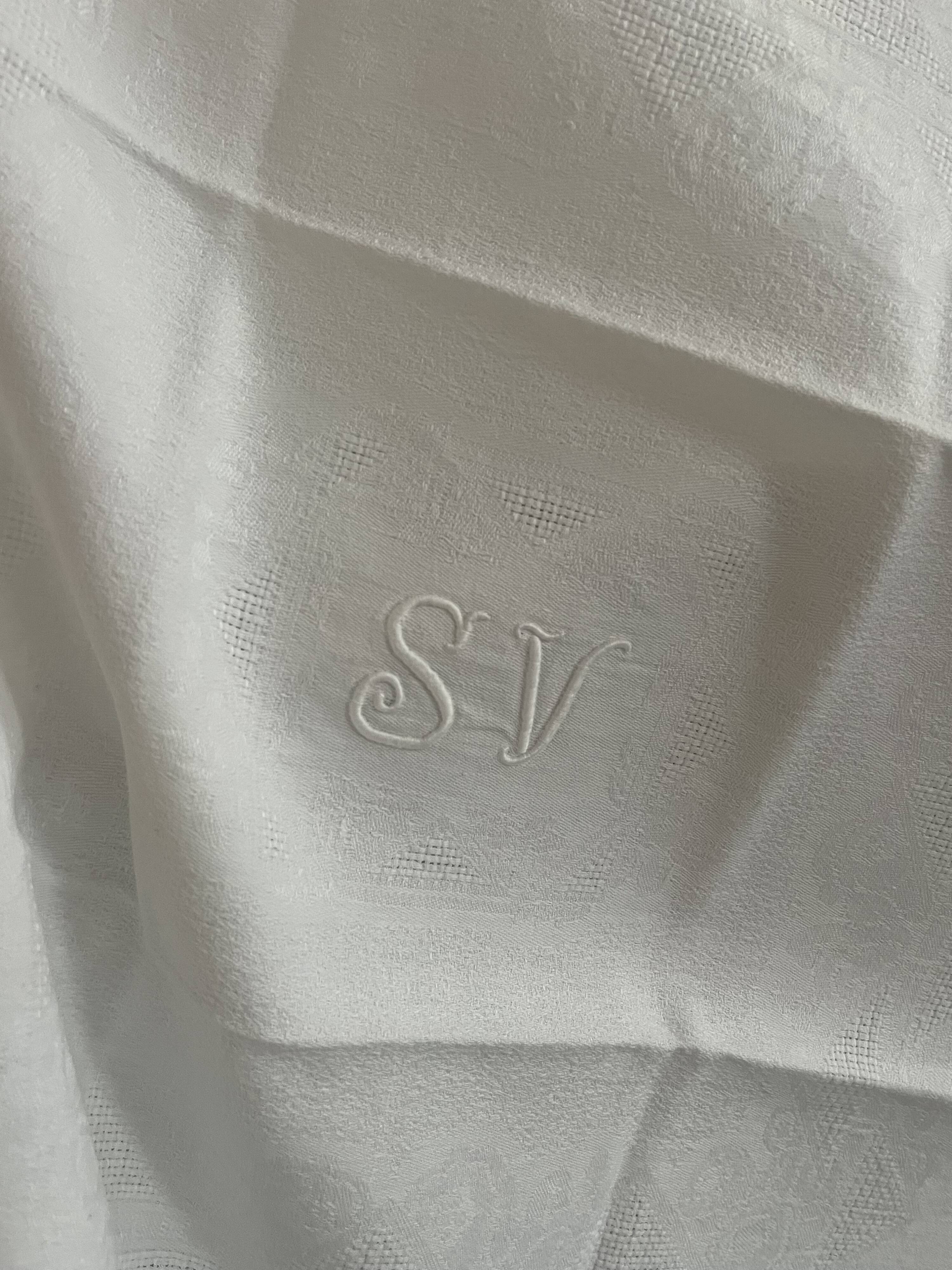 6 serviettes de table en damassé, monogramme