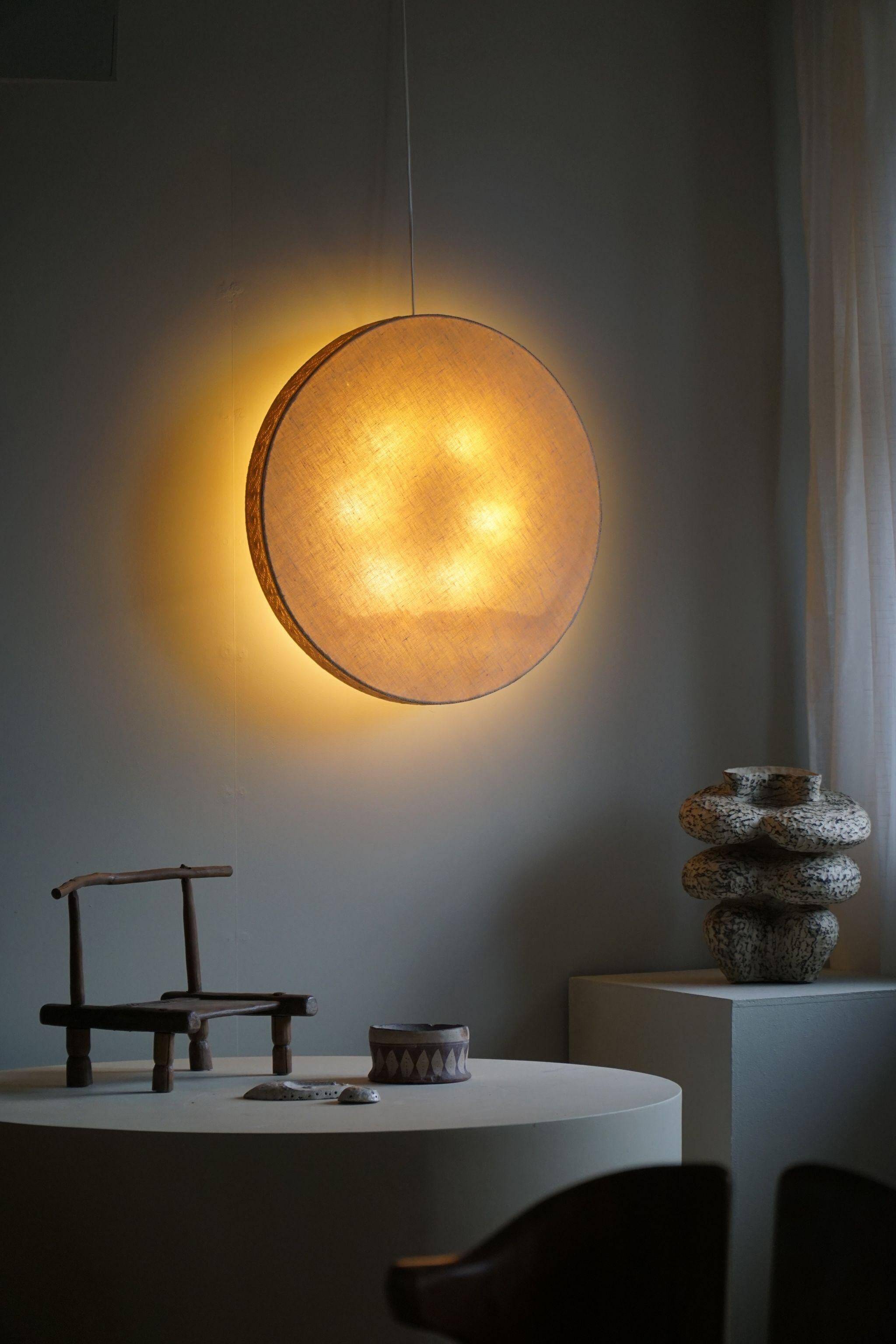 Mid-century Scandinavian Swedish, Ceiling light / Wall sconce in linen, 1950s