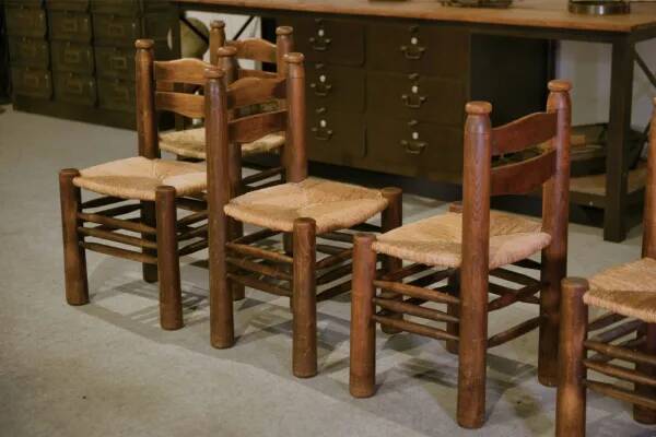 Ensemble de 6 chaises attribuées à Charles Dudouyt 1950’s