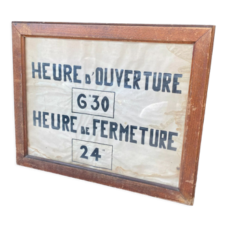 Cadre ancien - horaire ouverture d'un hôtel