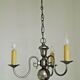 Vintage french 3 light silver brushed satin flemish chandelier