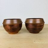Pair of art deco pot covers in Villedieu copper