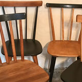 Set of 6 mismatched vintage chairs with bars and compass legs