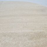 Table basse ovale italienne en travertin, années 1980