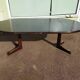 Round extendable wooden table - year 1960 - 110cm to 210cm