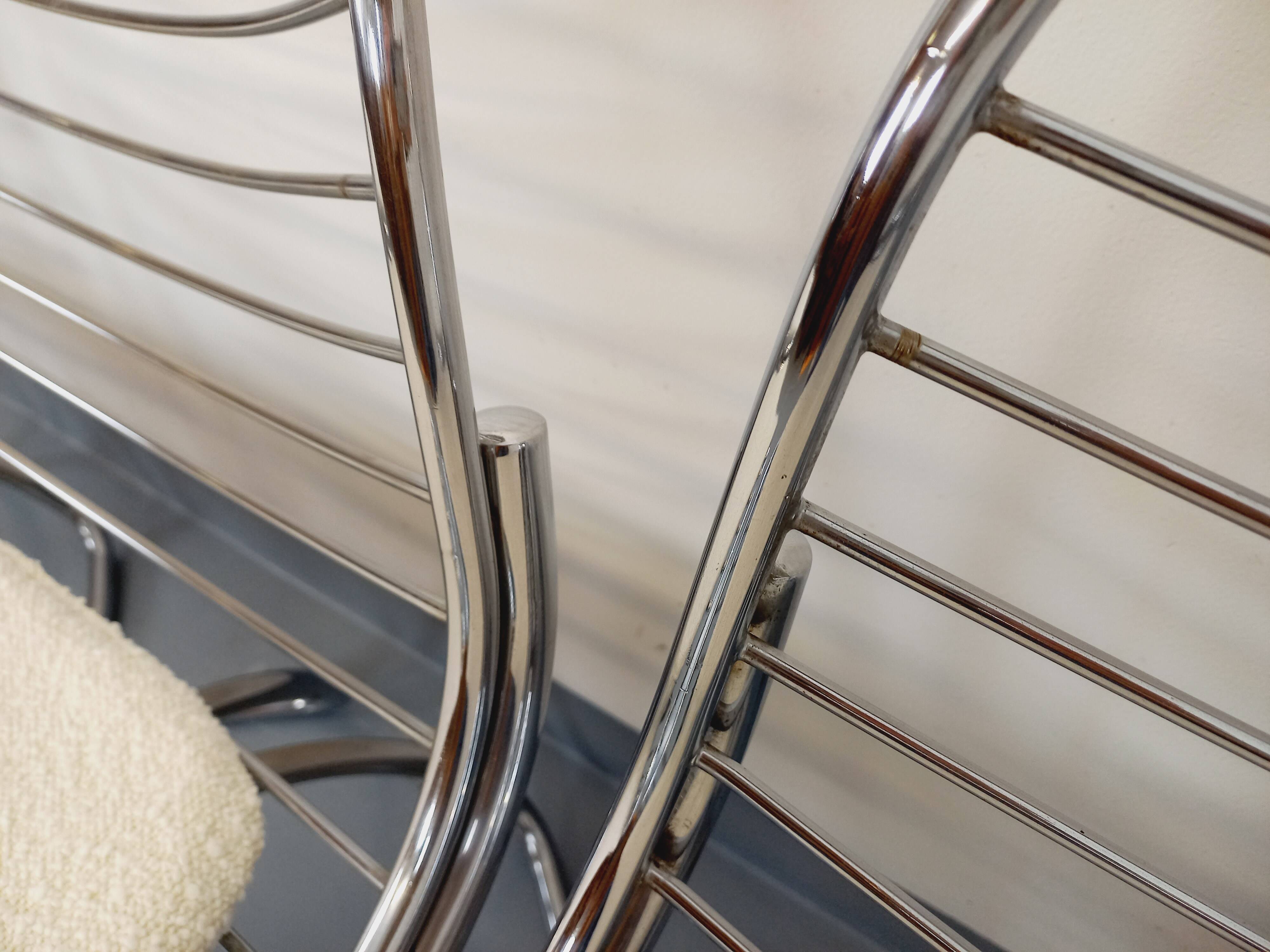 Set of 4 vintage Italian Gastone Rinaldi style chairs in chrome metal