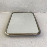 Ancien miroir de barbier contour en aluminium et trépied décoration vintage
