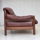 1970s, 2-seater Swedish sofa, brown leather with patina, dark beech wood.