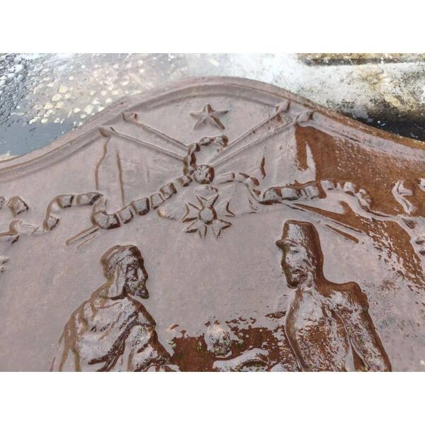 Plaque de cheminée en fonte du 19ème siècle ''Bugeaud et Abdelkader