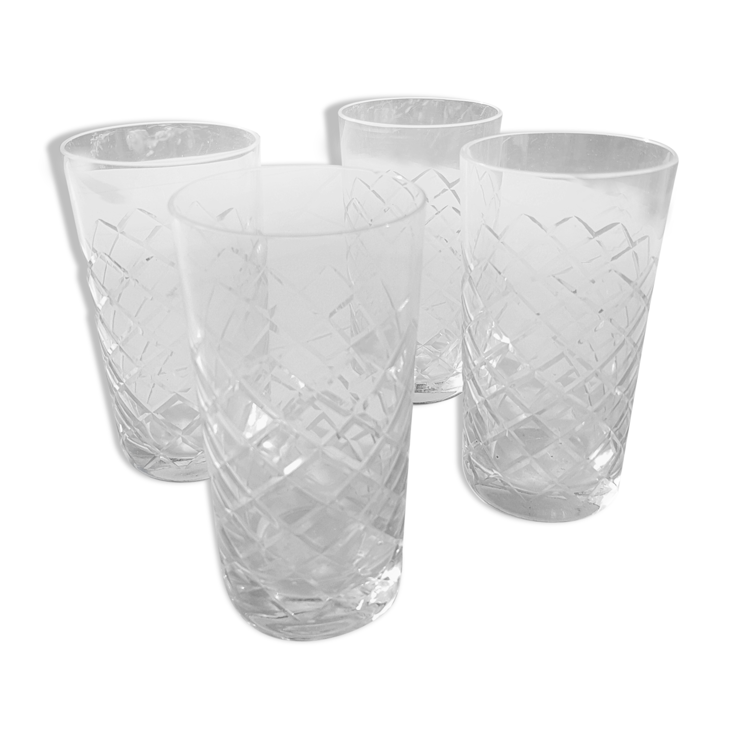 4 verres à orangeade gravés années 1960