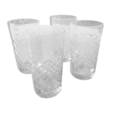 4 verres à orangeade gravés années 1960