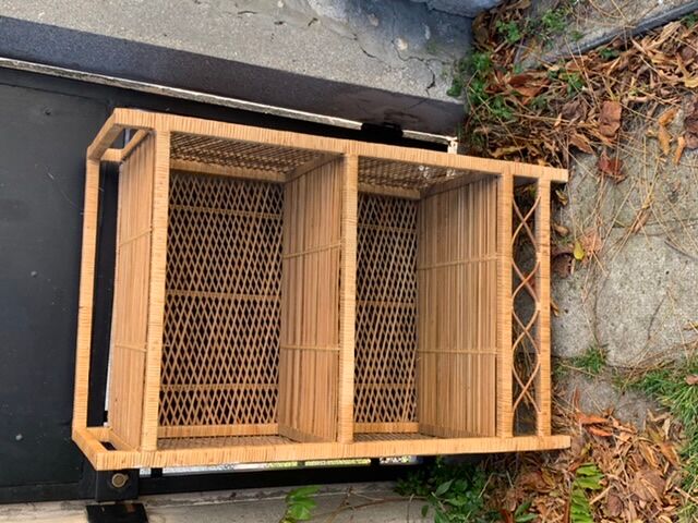 Rattan wicker shelf, 3 floors vintage 1960/70