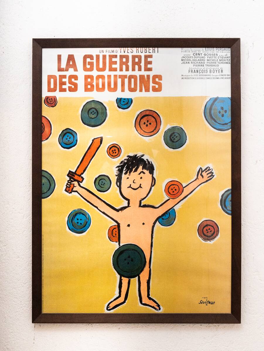 Framed poster The War of the Buttons, by Savignac