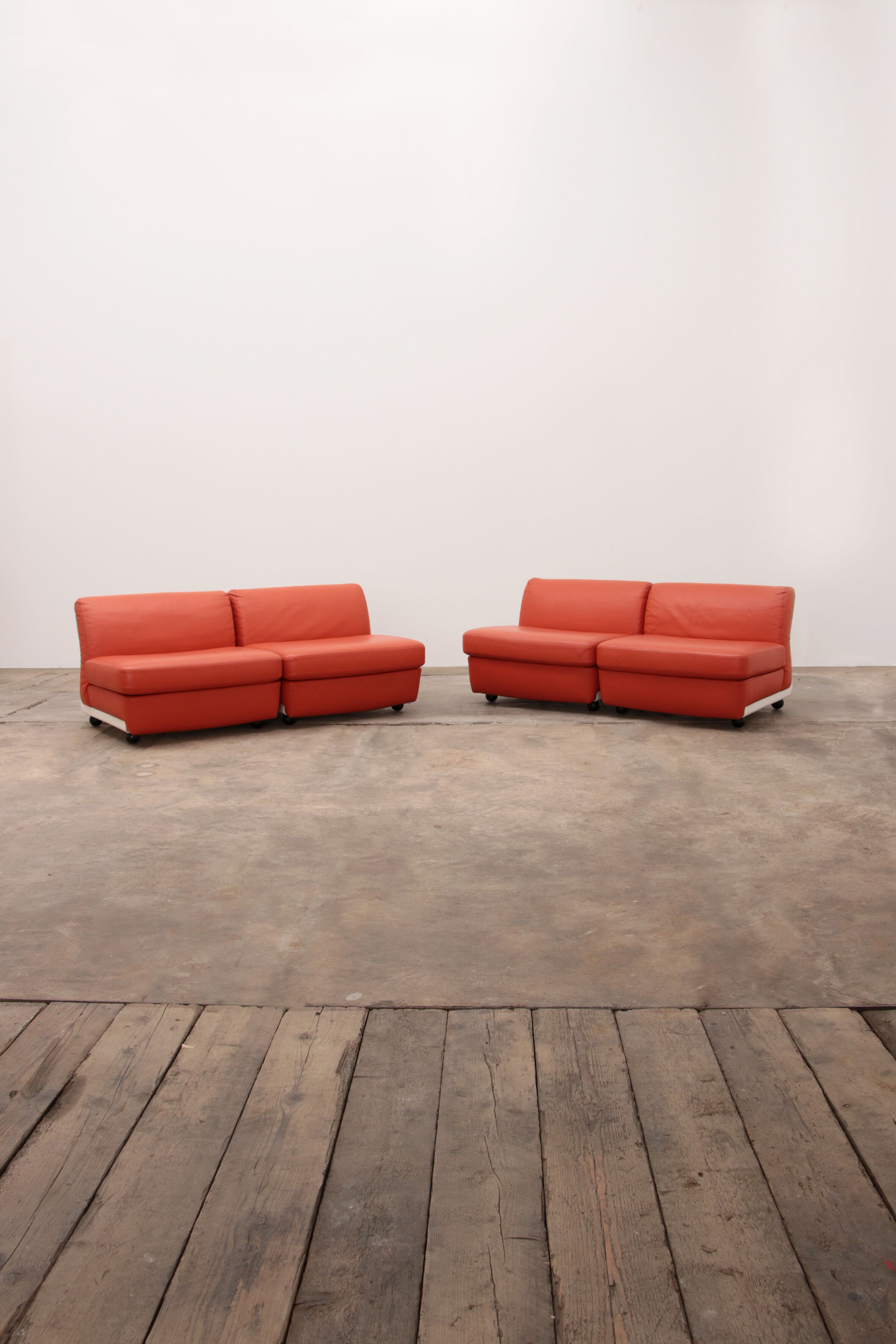 Mario Bellini Amanta modular sofa in orange leather for C&B Italy, 1960s