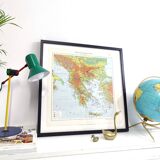 Old map Balkan regions Greece Crete 43x43cm from 1950