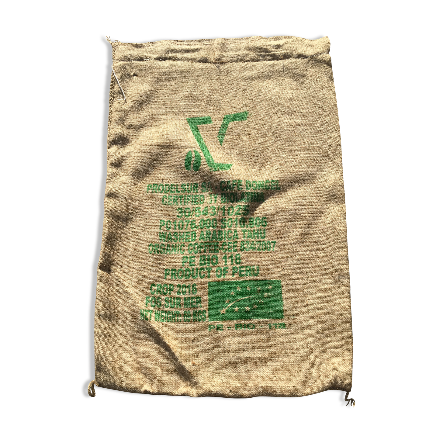 Jute bag on the theme of coffee