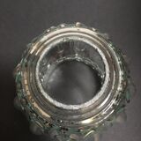 Tulip in worked transparent molded glass, relief of bubbles and balls