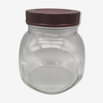 Antique glass grocery jar, bakelite cap