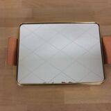 Gold metal gridded mirror tray