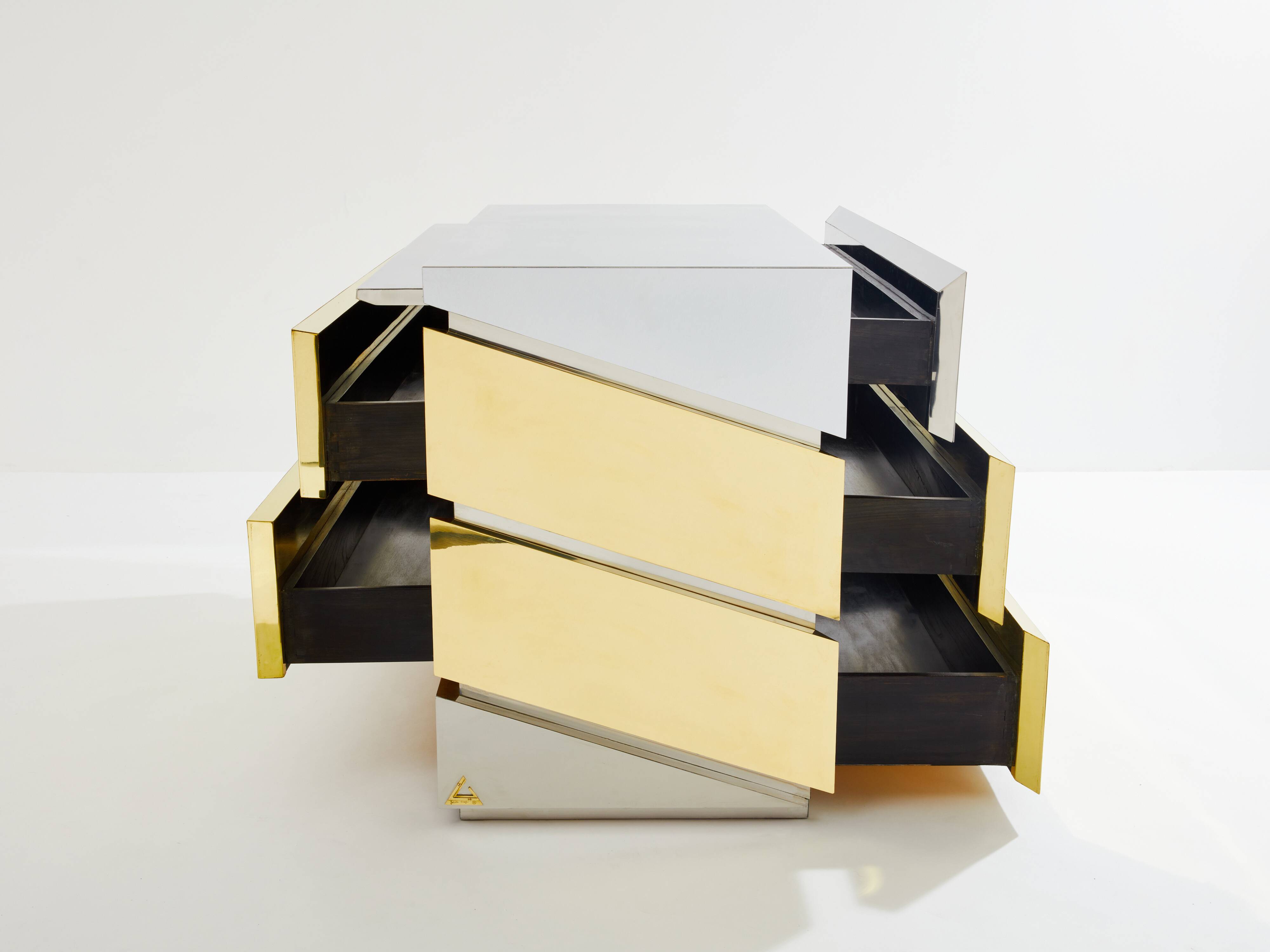 Gabriella Crespi model Mr Mme chest of drawers chrome brass 1972