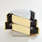 Commode chrome laiton 1972 Gabriella Crespi modèle Mr Mme