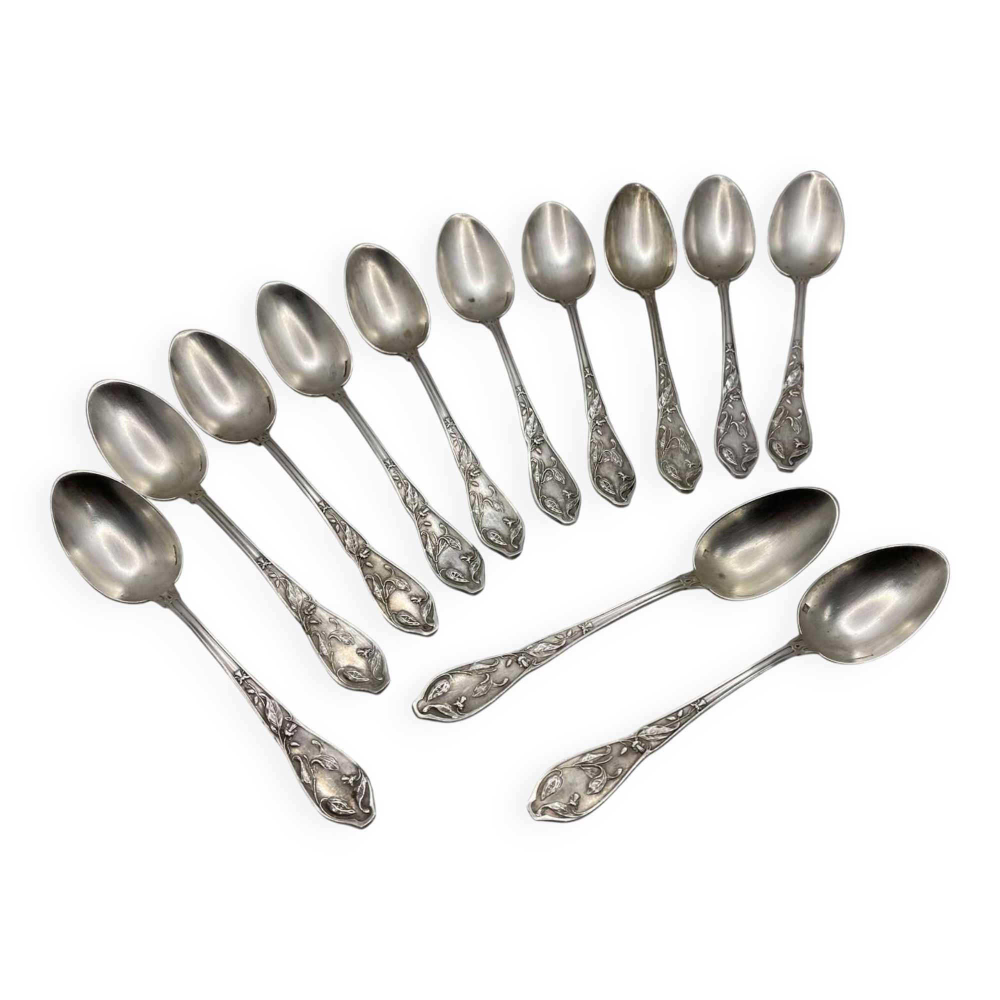 Set of 12 BOULENGER silver-plated metal dessert spoons