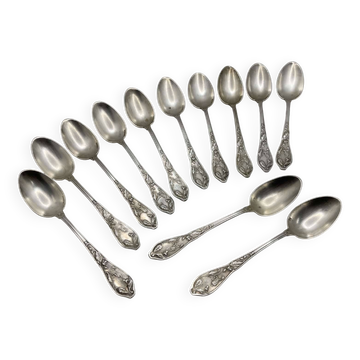 Série de 12 cuillères à dessert en métal argenté BOULENGER