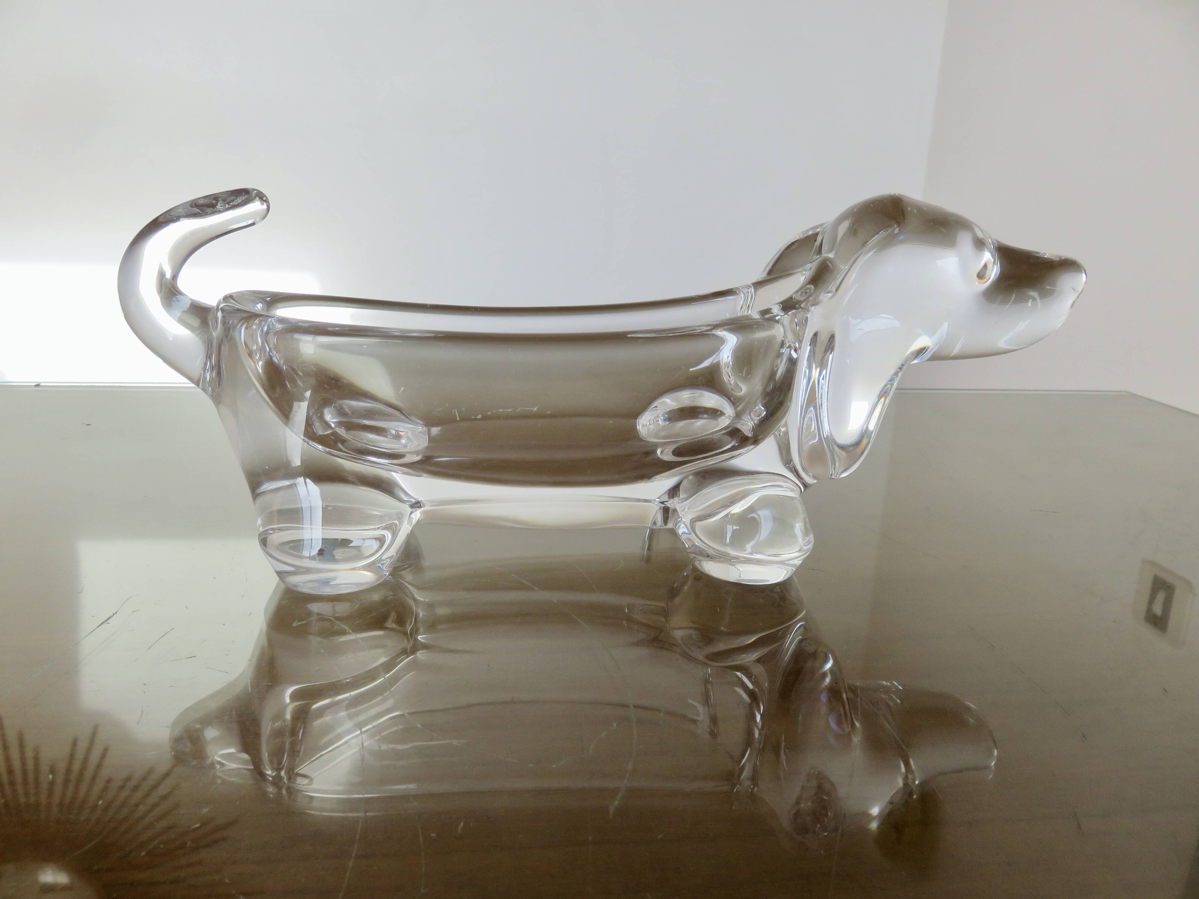 Crystal "dachshund" catchall, 1970