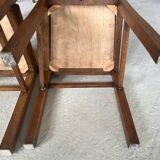 Pair of carved wooden chairs with pink velvet seat ART DECO