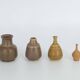 Small Mid-Century Scandinavian Modern Collectible Brown Stoneware Vase by Gunnar Borg, Set of 4